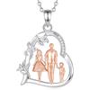 EUDORA Harmony Ball Collana Famiglia per Donne, Ciondolo Cuore Mamma Papà con Figlio in Argento Sterling 925 Regalo per la Festa della Mamma da Som, Catena in Acciaio Inossidabile da 18