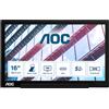 AOC 01 Series I1601P Monitor PC 39,6 cm (15.6) 1920 x 1080 Pixel Full HD LED Argento, Nero [I1601P]