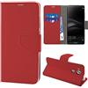 N NEWTOP Cover Compatibile per Huawei Mate 8, HQ Lateral Custodia Libro Flip Chiusura Magnetica Portafoglio Simil Pelle Stand (Rossa)