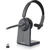Nuroum HP31-S(2nd Gen) Cuffie con Microfono Bluetooth, Cuffie Wireless ENC a Cancellazione di Rumore,Stazione di Ricarica, USB-A&C/Bluetooth/Dongle, 45H per Cuffie Call Center/Lavoro/Camion/Chiamate