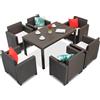 Set da pranzo in technorattan Nebraska Premium 6 marrone Bica