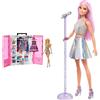 Barbie Fashionistas Armadio da Sogno - Armadio Trasportabile con Bambola - 3 Abiti - 2 Scarpe - 2 Borse - 2 Collane - Regalo per Bambini 3-8 Anni & Carriere Pop Star con Microfono