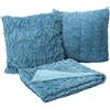 Comfort Spaces Set di coperta e cuscino in finta pelliccia increspata, con 2 federe quadrate abbinate, per soggiorno, sedia, divano, casa e ufficio, lussuosa, morbida, color foglia di tè, 127 x 152,4