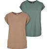 Urban Classics Tb771a - Ladies Extended Shoulder Tee, Confezione da 2 T-Shirt, Tortora Morbida+paleleaf, L Donna