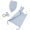 Interbaby SET REGALO NEONATO BAVAGLINO +MASSAGGIA GENGIVE + DOUDOU ORSETTO CELESTE