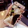 COTDINFOR iPhone 11 (6.1) Mirror Makeup Custodia for Girls Ultra Sottile Standing Cover Bling Cristallo Diamante Glitter Mirror Case TPU for iPhone 11 2019 Ring Mirror Gold.