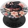Librarian Bookish Loves Dragons & Books Cute Dragon Books Cottagecore Flower Bookworm Lover PopSockets PopGrip Adesivo