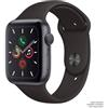 Apple Watch 5ª Serie, nero, 44mm-in-alluminio, gps-cellular, ottimo, cinturino-sport-loop-grigio