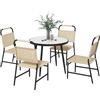 Outsunny Set da Giardino da 5 Pezzi con Tavolo in Vetro Effetto Marmo e 4 Sedie in Rattan PE, Salotto da Giardino e Terrazza, Colore Cachi