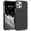kwmobile Cover Rigida Compatibile con Apple iPhone 12 PRO Max - Custodia Cellulare - Back Cover Case Protettiva Cover in Tessuto - Grigio Scuro
