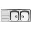 Foster Lavello due vasche con gocciolatoio a sinistra 1812 161 finitura acciaio inox da 116x50 cm