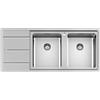 Foster Lavello due vasche con gocciolatoio a sinistra 3212 051 finitura acciaio inox da 116x50 cm
