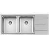 Foster Lavello due vasche con gocciolatoio a destra 3212 052 finitura acciaio inox da 116x50 cm - IN PROMOZIONE FINO AL 30/06