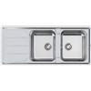 Foster Lavello due vasche con gocciolatoio a sinistra 5812 061 finitura acciaio inox da 116x50 cm