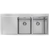 Foster Lavello due vasche con gocciolatoio a sinistra 1252 051 finitura acciaio inox da 116x52 cm