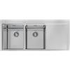 Foster Lavello due vasche con gocciolatoio a destra 1252 052 finitura acciaio inox da 116x52 cm