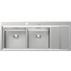 Foster Lavello due vasche con gocciolatoio a destra 4503 052 finitura acciaio inox da 117.3x51.3 cm