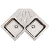 Foster Lavello ad angolo due vasche con gocciolatoio 3303 060 finitura acciaio inox da 83x83 cm