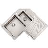 Foster Lavello ad angolo una vasca con vaschetta e gocciolatoio 3308 050 finitura acciaio inox da 83x83 cm
