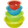 Rotho Caruba Set da 4 Composto da 3 Ciotole e 1 Colino, Plastica (PP) senza BPA, Multicolore, 30.0 x 30.0 x 13.0 cm
