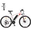 Fafrees Bici Elettrica, 26 Bicicletta Elettrica Uomo, 21 Velocità Mountain Bike Elettrica, 250W Motore 36V 13Ah Ebike da Città Donna, Pedalata Assistita 100KM MTB, Hailong Bianco Upgrade