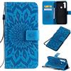 MUMOYAN CHcase Cover per Xiaomi Redmi Note 8T Custodia Portafoglio a Libro in Pelle Flip Cover con Porta Carte, Chiusura Magnetica Case Antiurto Bumper Fiore Girasole per Xiaomi Redmi Note 8T - Blu