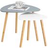 SoBuy Set di 2 Tavolini Bassi da Salotto in legno di bambù massello e MDF Tavolino moderno bianco e grigio FBT74-HG
