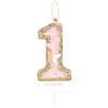 mciskin Buon 1° Compleanno Farfalla Numero 1 Candele, Candele Oro Rosa Cake Topper Cupcake per Torta, Decorazioni Torta 1° Compleanno per Ragazze, Farfalla 1° Compleanno Candele Cake Topper per Fes