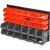 DURHAND Pannello Portautensile con 30 Contenitori Regolabili e Rimovibile, Montaggio a Muro, PP, Rosso Grigio Nero, 37.5x18x63cm|Aosom
