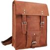 Gusti Daypack Leather - Zaino Joe Zaino in pelle Zaino per laptop Vintage Retro Donna Uomo Marrone