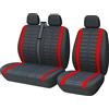 TOYOUN Coprisedili Furgone 3 Posti Universale Coprisedile Auto Singolo e Doppio Anteriore Copri-Sedile Auto 3d Strisce Stampa Coprisedili per Guidatore e Passeggero Auto Interno Rosso
