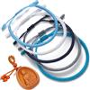 LUCKY BUDDHIST 5 Bracciali Tibetani Buddisti Regolabili - Bracciali in Corda Intrecciata per Uomo e Donna - Include Portachiavi Buddha in Legno