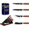 ChefHoablorn Set di coltelli forgiati in acciaio inossidabile tedesco 4 pezzi con blocco coltelli moderno, design unico anche praticità, facile da prendere, Coltello da chef, Coltello giapponese, Tritacarne