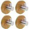 KEESIN Ganci Adesivi In Bambù e Acciaio Inox Ultra Forte 3m Gancio Asciugamano Ganci per Cucina Bagno Lavatory Closets(Single Hook-4pcs)