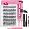 PRO LASHBEAUTY Pro Ciglia Finta Extension Kit D'Curlo 280 Pz con Adesivo, Sigillo e Pinzette per Estensione (40D-9-16mix)