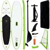 vidaXL Set Tavola Gonfiabile da SUP con Vela Verde e Bianco