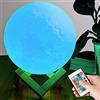 BAKAJI Lampada da Tavolo Forma di Luna Luce LED RGB Cambio Colore Fino A 16 Colori e Regolazione Luminosità Dimmerabile Accensione Touch Moon Lamp Batteria Ricarica USB con Telecomando (15 cm)
