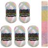 Wollbiene Crazy Cotton Batik, 5 gomitoli di lana da 100 g, 500 g, con sfumatura, 55% cotone, multicolore, per tutto l'anno (6060 lilla, rosa verde)