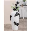 Casablanca modernes Design Casablanca Vaso decorativo grande da pavimento - Vaso XXL con motivo di pesce Koi - Vaso per fiori in resina - Decorazione soggiorno colore bianco nero altezza 73 cm