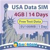 SIM2ROAM Solo USA Dati SIM Card 14 Giorni | 4GB di Internet Data 5G LTE | Test Data GRATIS 100MB/1Giorno in Europa | Travel SIM Card | Doppio Operatore Locale USA, AT&T & T-Mobile | SIM Card Prepagata