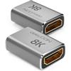 deleyCON 2 Pezzi Giunto HDMI 2.1 8K (48G, Ultra High Speed) Adattatore Accoppiatore 8K@60Hz 4K@120Hz 2K@144Hz/165Hz EARC HDCP 2.3/2.2 DTS:X per HDR Dolby Atmos TV PS5 Xbox Soundbar Monitor - Argento