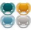 AVENT Philips Avent ultra soft ciuccio - 4 ciucci morbidi e flessibili per bambini di età compresa tra 6 e 18 mesi, senza BPA, con custodia da trasporto per sterilizzatore modello SCF091/36