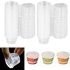 LPAMABA 100 Pz Bicchieri da Salsa con Cerniera in Plastica da 25ml,Scatola per Salsa Chutney Trasparente,Mini Tazze Rotondi con Coperchio per Conservare Condimento Ingredienti e Piccoli Oggetti