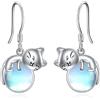 Vadmans, orecchini a forma di gatto, in argento Sterling, con quarzo rosa, pietra di luna, regalo per donne e ragazze