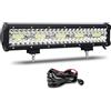 Willpower Barra LED 38cm 17 Pollici 300W Fari LED 12V 24V Combo Fascio Spot e Inondazione Faretti LED Faro da Lavoro LED Barra Luci LED per Fuoristrada Auto Trattore Camion 4x4 Barca ATV con Cablaggio
