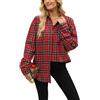 Zeagoo Camicia da donna a quadri, a maniche lunghe, per Oktoberfest, camicia a quadri, in cotone, casual, con scollo a V, Rosso Bianco 04, L