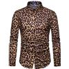Keephen Camicia a Maniche Lunghe Elegante retrò da Uomo Elegante Casual con Stampa Leopardata