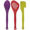Colourworks Set di 3 utensili da cucina in silicone, cucchiaio, cucchiaio spatola e fetta di pesce scanalata, utensili da cucina e da cucina, multicolore e senza BPA, lavabili in lavastoviglie