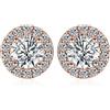 JewelryPalace 1ct Halo Orecchini a Bottone Donna Argento 925 con Creato Moissanite, Piercing Orecchini a Lobo con Pietra a Rotondo, Orecchini Nuziali in Oro Rosa Matrimonio Set Gioielli Donna