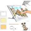 TOHETO A3 Ricaricabile Tavoletta Luminosa per Disegnare con Supporto Pieghevole, Tracing Light Box LED Light Pad di Disegno, con Luminosità Regolabile, per Disegno, Pittura a Diamante 5D (Bianco)